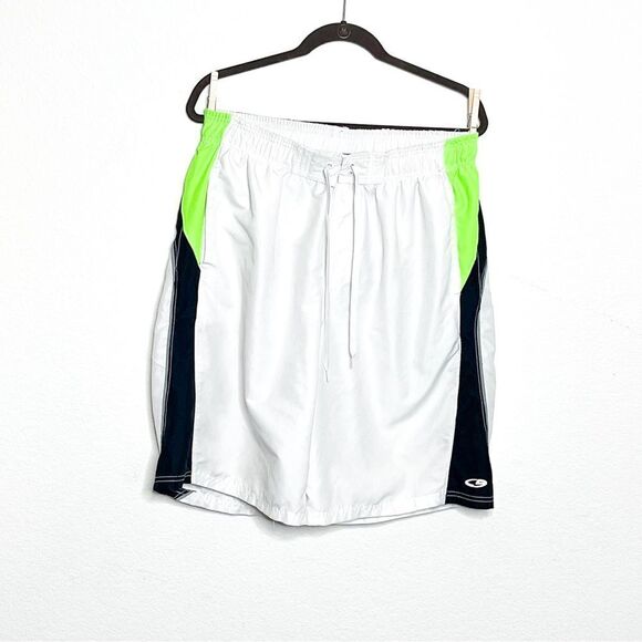 C9 by Champion Men's White Athletic Shorts with Neon Green & Navy Accents Size L - Picture 1 of 7